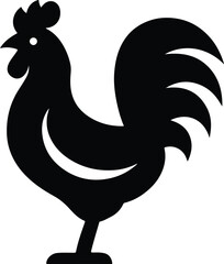 Silhouette rooster standing black shape poultry farm bird vector illustration