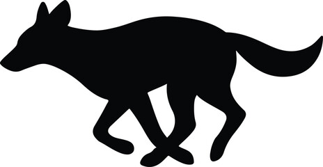 Silhouette running coyote simple dark shape vector illustration