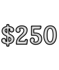 dollar sign on white background $250