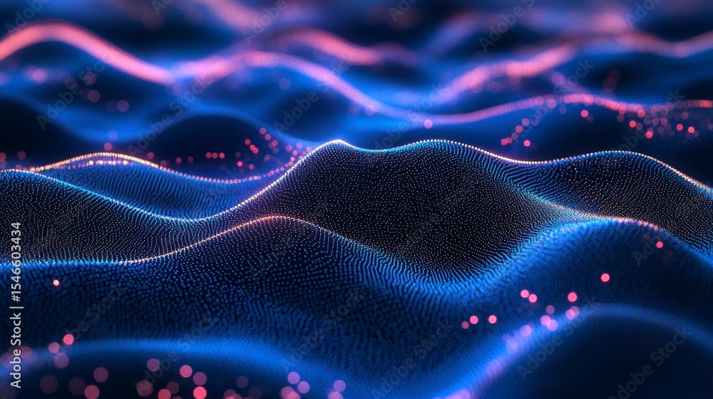 Aufkleber Abstract digital wave background with glowing particles.