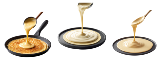 Pouring Pancake Batter Set isolated on transparent background