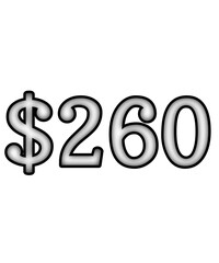 dollar sign on white background $260