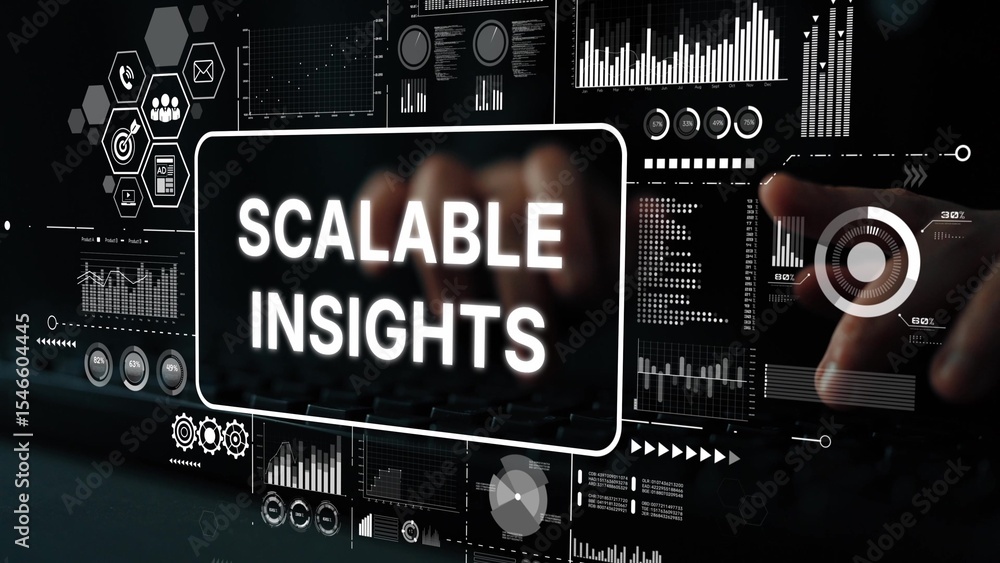 Poster data analytics and digital insights for business growth in modern technology environment. asymptotic