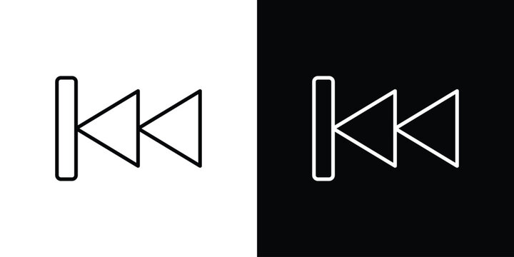 Rewind button icon in black. flat graphic vector icon