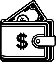 Wallet. Dollar money vector ilustration. sign, symbol, vector, art