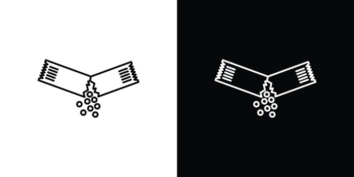 Ripped packet sugar icon in black. flat graphic vector icon