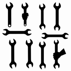 Wrench silhouette, repair tool, maintenance equipment