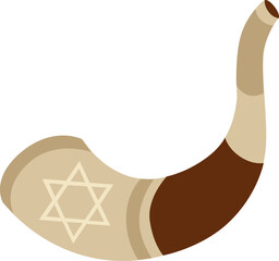 Vector hand-drawn traditional Jewish shofar illustration. All the elements are isolated, you could move it and change the size