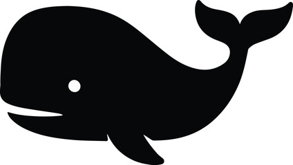Silhouette sperm whale ocean mammal simple animal vector illustration