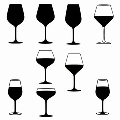 Wine glass collection black and white
