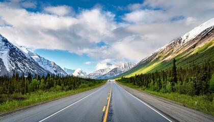 klondike highway scenic highway scene in alaska with mountains and possibly snow or wildlife