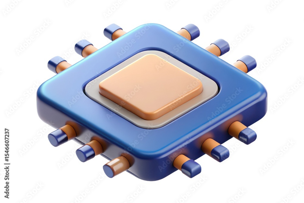 Aufkleber stylized 3d render of a microchip or processor