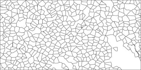 Abstract polygonal network or cell structure illustration featuring interconnected polygons and a stylized map outline perfect for architectural designs.