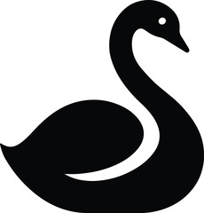 Silhouette swan elegant black bird icon symbol vector illustration