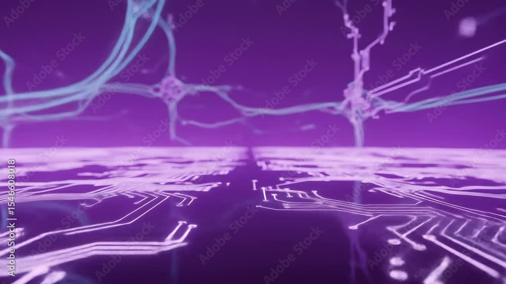 Poster abstract digital circuit board technology background animation with vivid colors