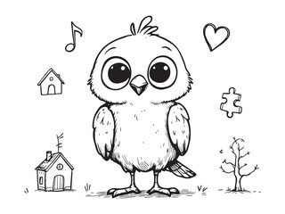 Cuckoo Bird Line Art Illustration