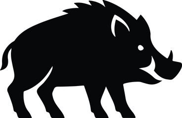 Silhouette wild boar animal outline black and white vector illustration