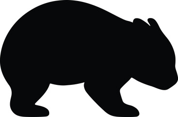 Silhouette wombat walking wildlife mammal animal black vector illustration