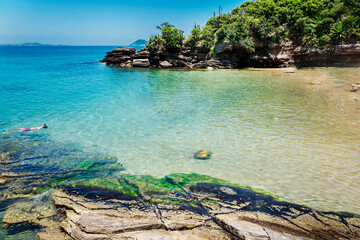 Azeda Beach, or Bite Beach, Praia Azeda, a idilic beach with clear and calm waters, in Buzios, Rio...