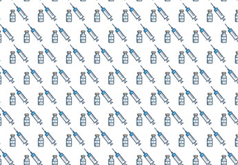  COVID-19 vaccine syringes  Seamless Pattern 