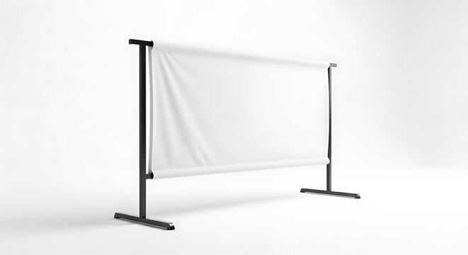 Blank White Backdrop Stand Ready for Display in Studio Environment