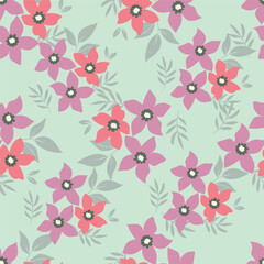 Hand drawn flowers. Seamless background with abstract cute flowers. Vector design ornament for paper; cover; fabric; interior decor; textile; fabric; wallpaper; surface design; label; packaging
