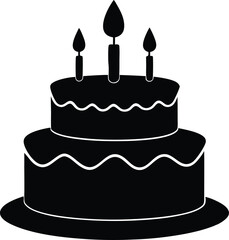 Birthday cake icon,Birthday cake  black silhouette vector style