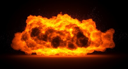 Fiery Inferno A Dramatic Blaze of Burning Embers and Glowing Heat