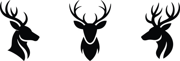 Bold Deer Head Logo Design Stag Antler Brand Emblem