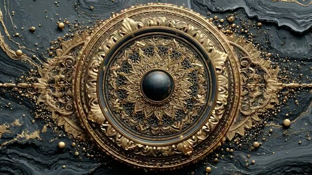 Exquisite Golden Ornament on a Marble Background - Decorative Pattern Design, Beautiful Decoration