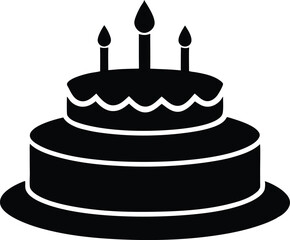 Birthday cake icon,Birthday cake  black silhouette vector style