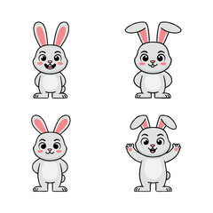 Fototapeta premium Cute cartoon rabbits in different poses