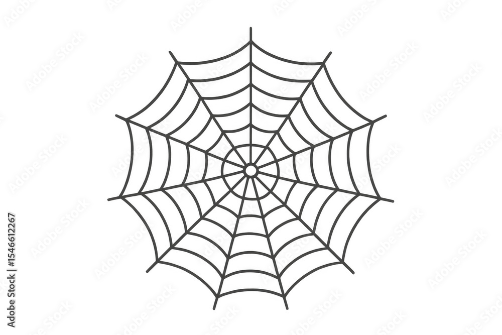 Poster intricate spiderweb forming a circular pattern on a transparent background, ideal for halloween proj