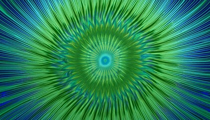Obraz premium abstract green starburst design with concentric ripple lines in blue and green illustration