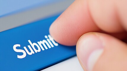User interacting with digital form by pressing blue submit button capturing the final step in the tax submission process