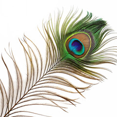 Obraz premium beautiful-peacock-feather isolated on white background png, ai generated