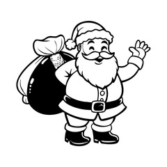 Cute Santa Claus with Gift Bag Vector – Christmas Clipart for Holiday Cards, Invitations, Seasonal Crafts, Winter Decorations, and Festive Designs