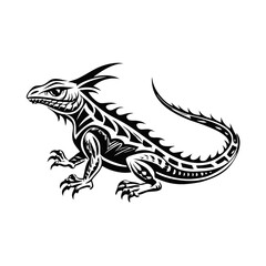 Tribal Lizard Vector Illustration – Reptile Clipart for Tattoos, Nature Designs, T-Shirts, Stickers, Wildlife Art, and Desert-Themed Projects