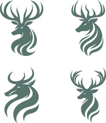 Bold Deer Head Logo Design Stag Antler Brand Emblem