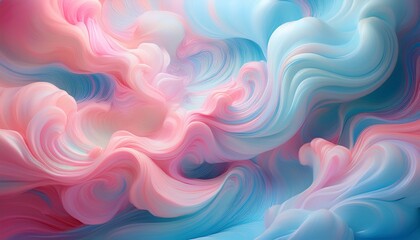 the image features a swirl of pastel colors primarily pink and blue creating a liquid like abstract pattern that resembles cotton candy or a dreamy cloudscape