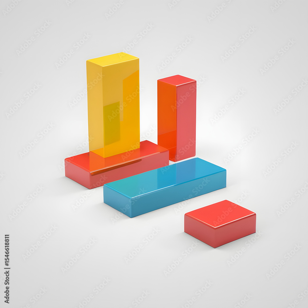 Poster colorful 3d bar chart blocks data visualization graphic