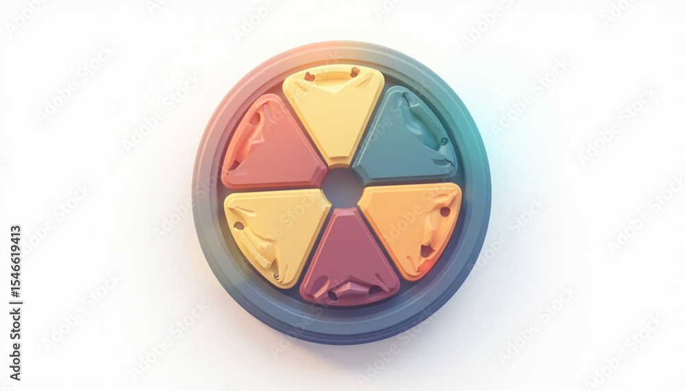 Poster colorful abstract circular design with segments radiating out from a center