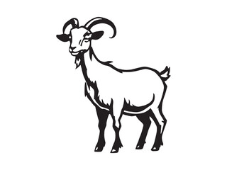 Goat Head Outline Line Drawing