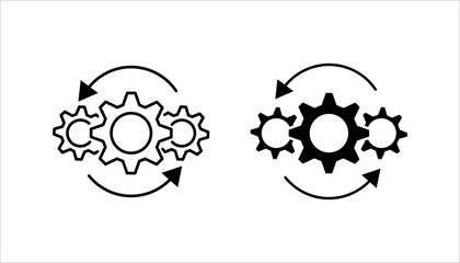 Technology development icon, innovation concept, system integration, software business, technical support, smart solution.	
