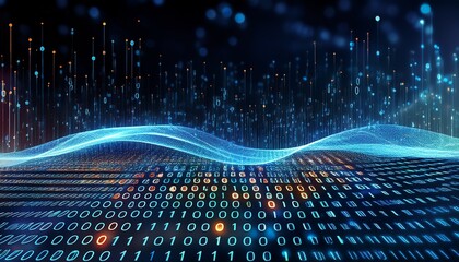 binary data flow digital wave by streaming ones and zeros