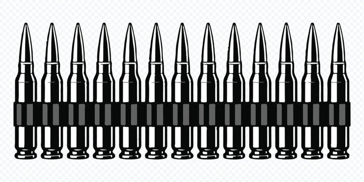 ammunition belt with bullets vector art for military and tactical design uses