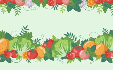 Vibrant vegetable graphic bordered by elegant frame template featuring customizable your text here placeholder.