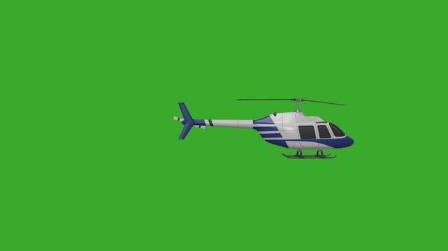 3d helicopter flying in the sky on green screen, chopper flying on green screen, animated helicopter