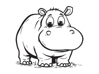 Hippopotamus Line Art Illustration