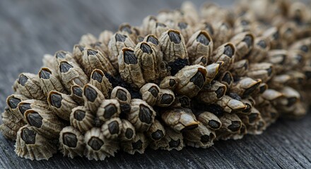 Close-up of a Cluster of Goose Barnacles on Driftwood